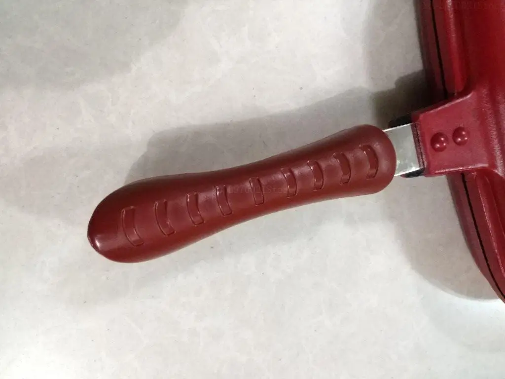 Антипригарная сковорода для блинов алюминиевая Двойная Сторона Флип Сковорода/гриль красная двойная сковородки с длинной ручкой с очень длинная ручка