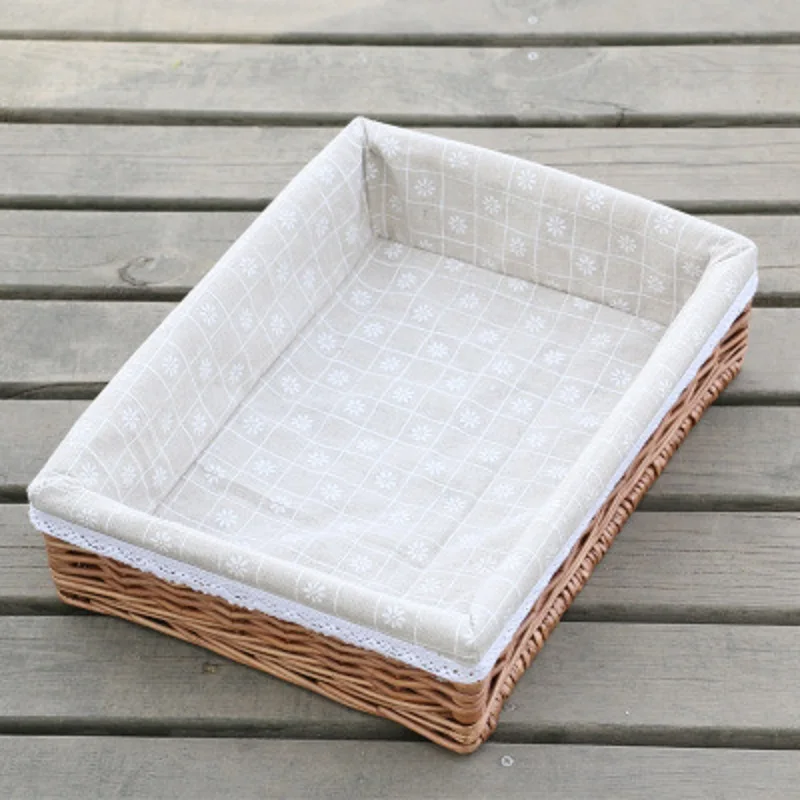 Rattan Wicker Storage Basket for Living Room Kitchen Bedroom Desktop Snacks Candy Food Cosmetics Jewelry Storage Box Organizer