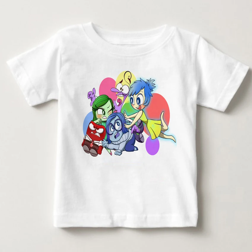

Hot selling lnside out t shirt boy and girl favorite cartoon character sadness happy fear hate anger Summer child tshirt MJ