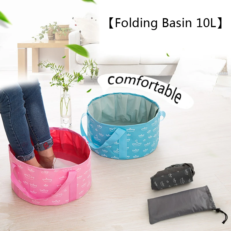 

10L New Solid Color Outdoor Folding Sink Portable Washbasin Bucket Folding Wash Basin Camping Water Bag Travel Camping Tool