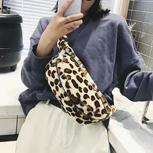 Леопардовая плюшевая шерстяная поясная сумка женский модный ремень сумки нагрудные кошельки вешалки мягкие зимние поясные сумки для девочек сумка-мессенджер