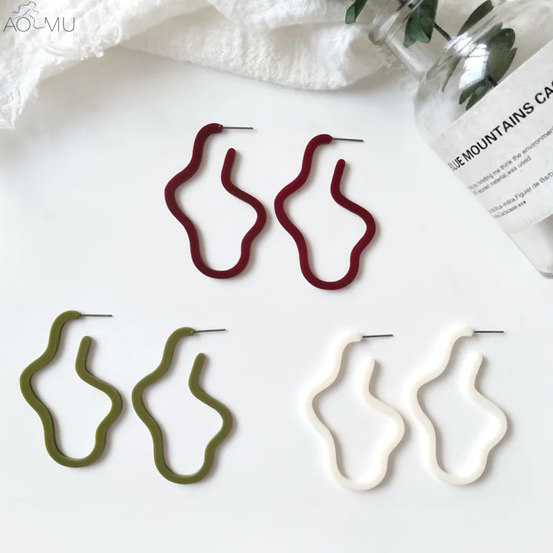 

AOMU Simple Fashion Wave Curve Acetate Earrings Geometric Irregular Resin Earrings for Women Girls Earrings Jewelry Bijoux