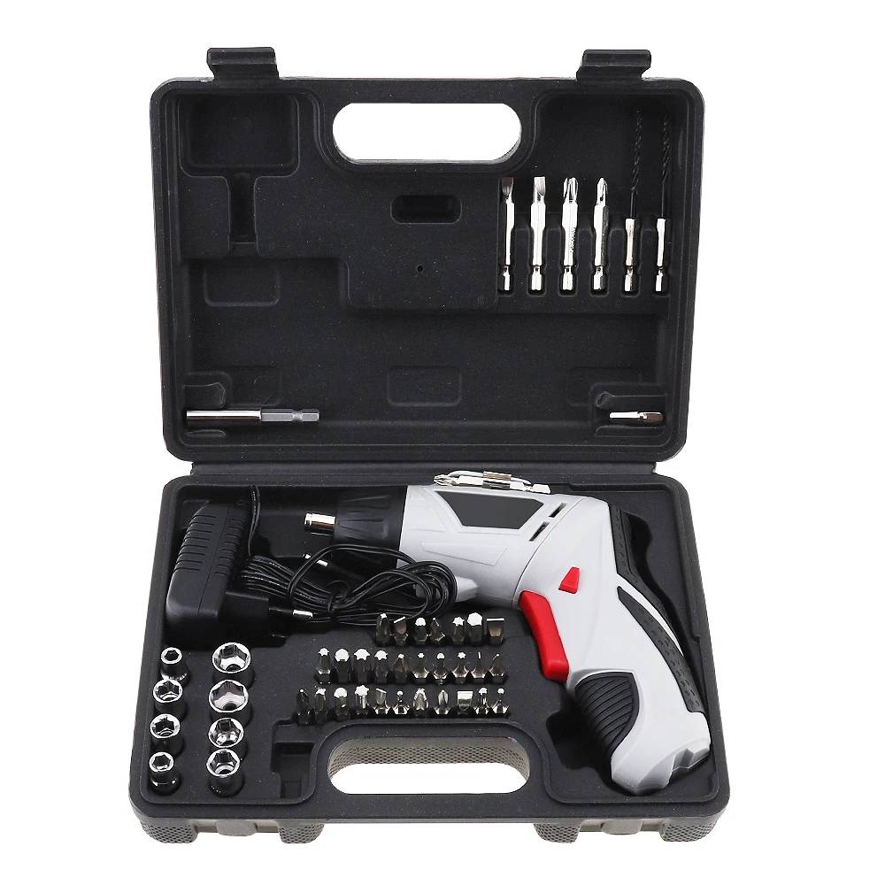 48pcs 4.8V 220rpm 110/220V Rechargeable Electric Screwdriver with 90-180 Degrees Rotating Head for Household DIY Tool