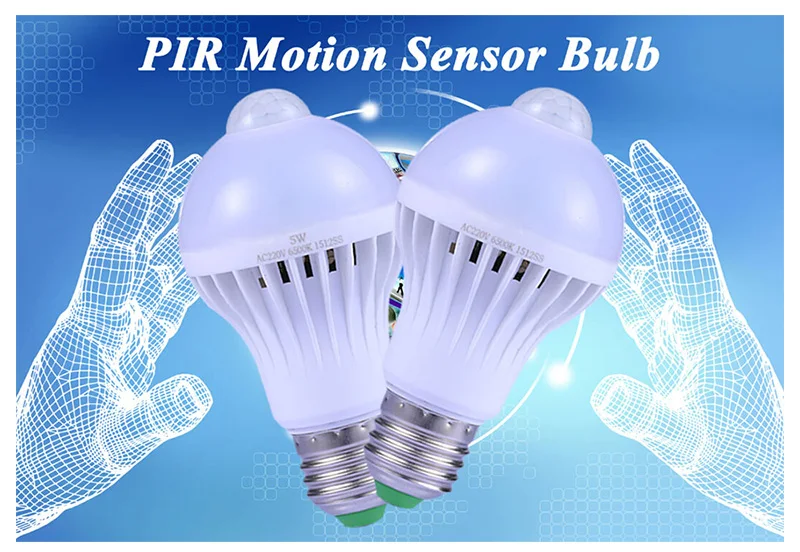 Умная лампа E27 светодиодная лампа с датчиком движения Lampara Bombillas Светодиодная лампа 220 В инфракрасная лампа для тела звуковые огни с датчиком движения