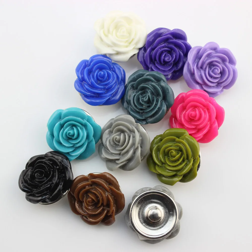 Разные цвета с фабрики 18 мм каучуковый цветок розы заклепки для DIY Ювелирная Кнопка 12 шт./лот