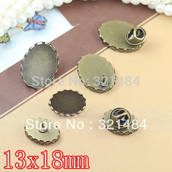

Antique bronze 200set Collar clip, Brooch pin with stopper 13*18mm Bezel setting, Brooch bank base