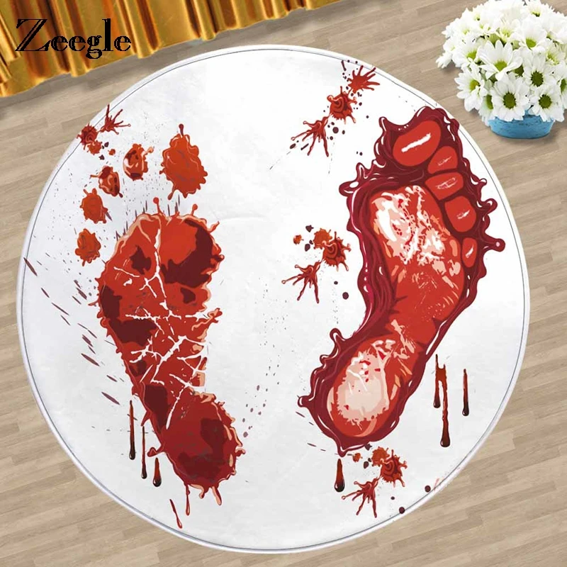 Zeegle Bloody Round Carpet For Living Room Non-slip Child Carpet Kids Room Rug Absorbent Office Chair Floor Mat Bedroom Carpet Zeegle Bloody Round Carpet For Living Room Non-slip Child Carpet Kids Room Rug Absorbent Office Chair Floor Mat Bedroom Carpet
