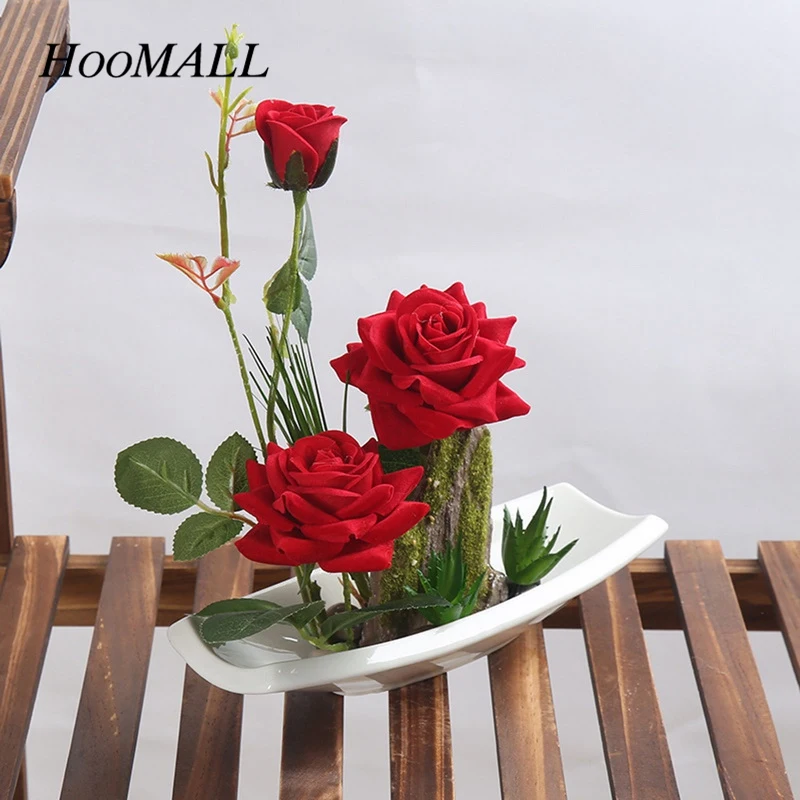 Hoomall Fake Roses Decorative-Supplies Artificial-Flowers Bonsai Garden Simple Hoomall Fake Roses Decorative-Supplies Artificial-Flowers Bonsai Garden Simple
