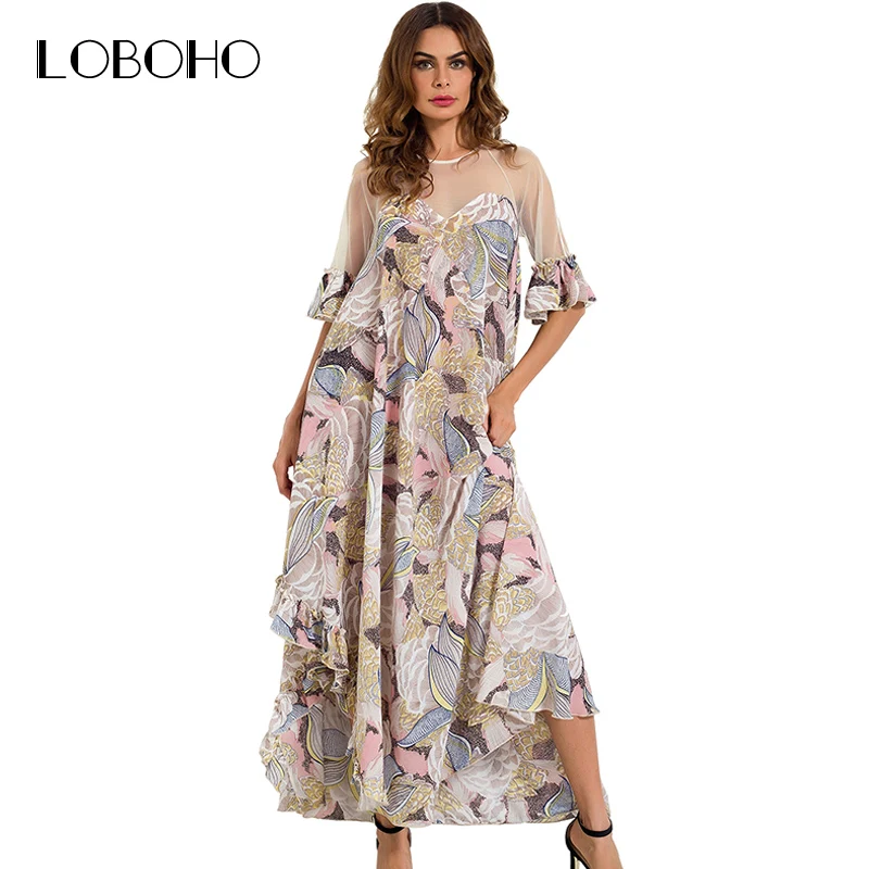 Chiffon Patchwork Backless Dress