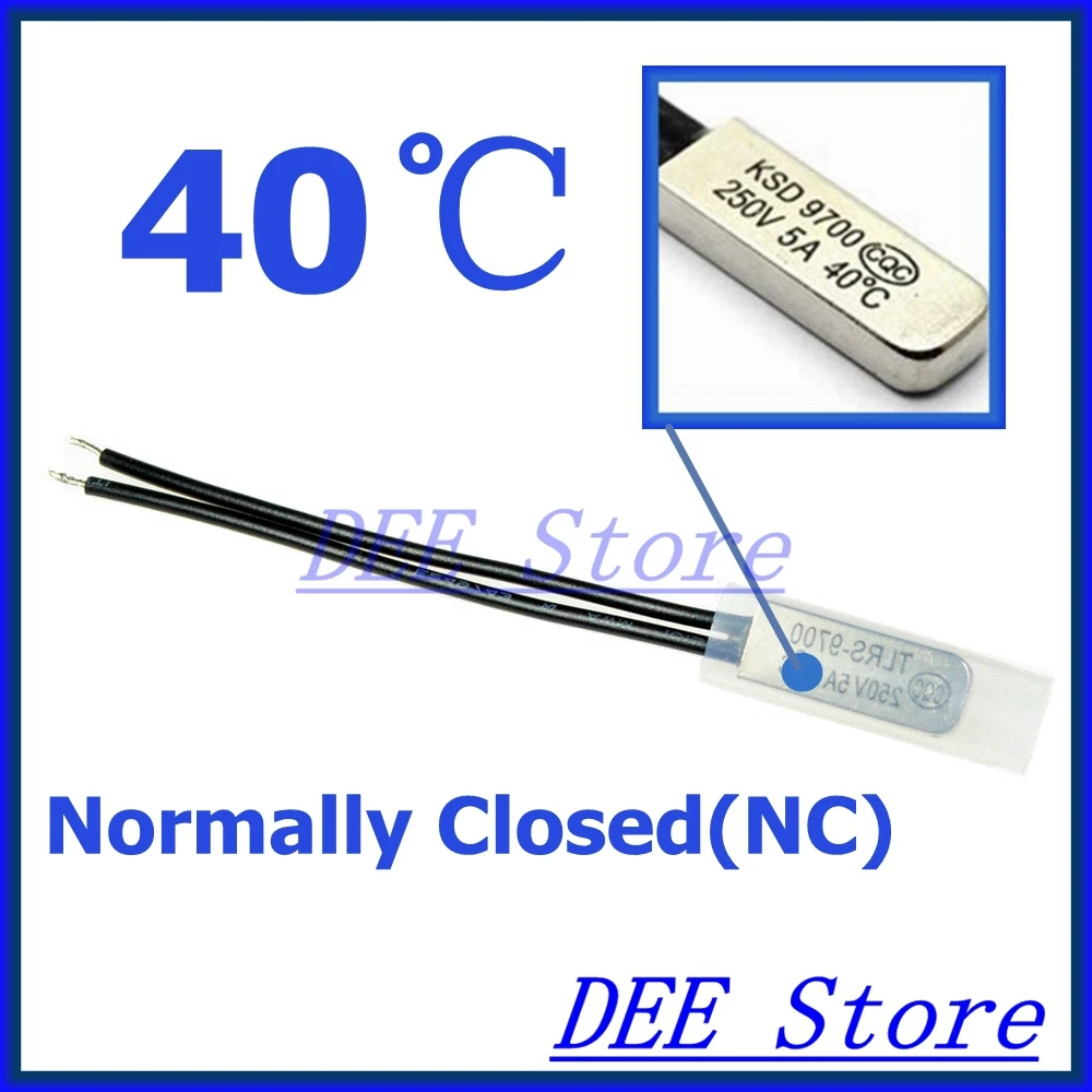 

10Pcs/lot 40C Degree Celsius NC Normal Close Thermal Protector Sensor Thermostat temperature control fuse switch 250V 5A KSD9700