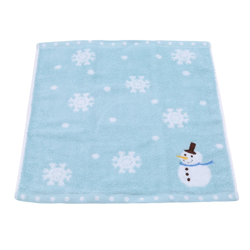 Baby Face Towels Cute Cartoon Snowman Snowflake Pattern Polyester Cotton Towel Newborn Stuff Bath Shower Face Square Scarf