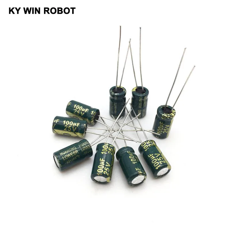 Aluminum Electrolytic Capacitor 20pcs/lot 25V 100UF 6x12mm high frequency low impedance aluminum electrolytic capacitor 100uf 25v