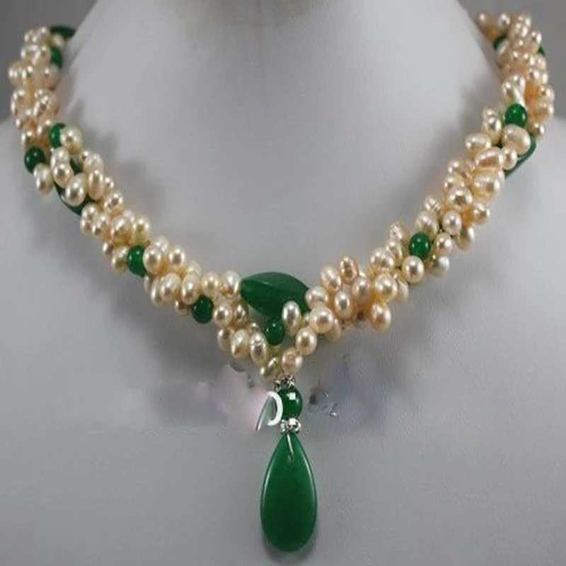 

New Women's pink cultured Pearl red & green Love drops tears Pendants Necklace 5F6E5