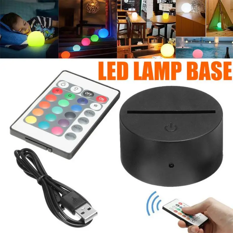 

Touch Switch Modern Black USB Cable Remote Control Night Light Acrylic 3D Led Night Lamp Assembled Base
