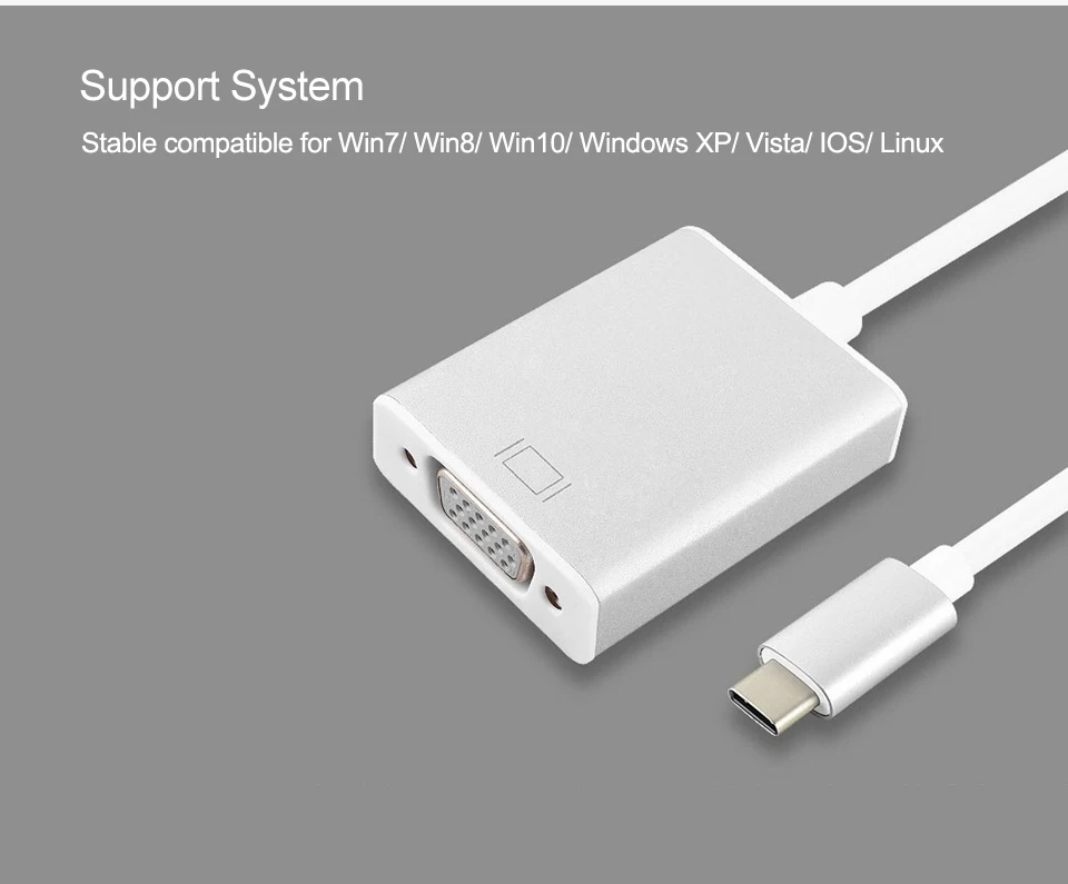 Male USB 3.1 Type C USB-C to Female VGA Adapter Cable 10Gbps  (11)
