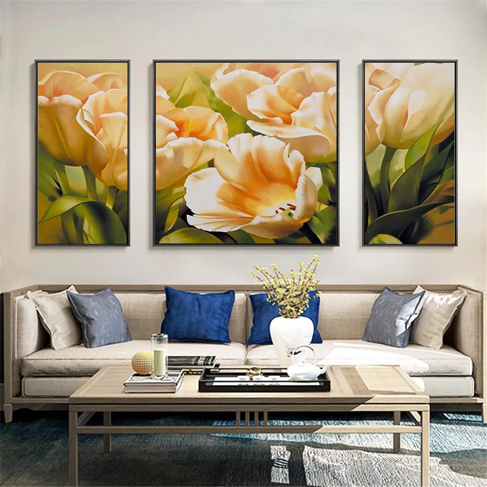 Modern Flower Poster Abstract Tulip Wall Art Canvas Print Floral Decorative Spray Painting For Living Room Home Decor 3 Pcs Set Painting Calligraphy Aliexpress