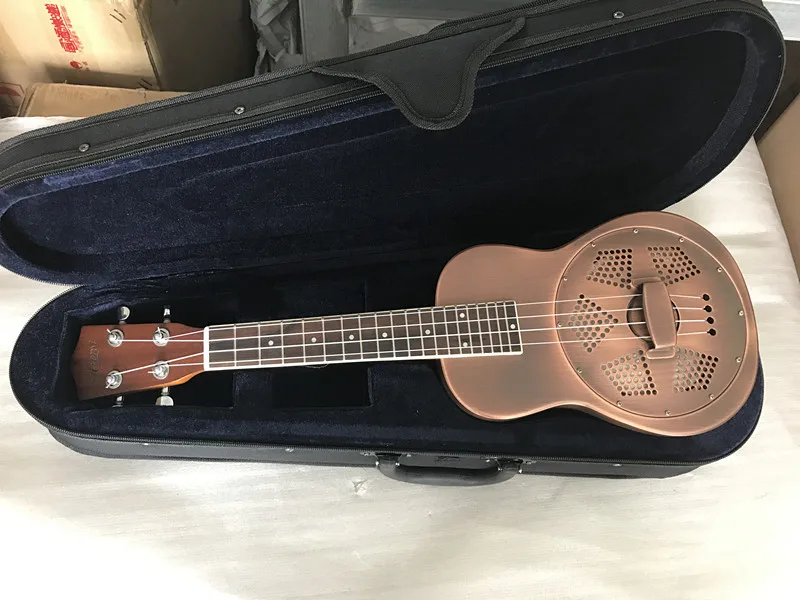 Aiersi бренд 24 дюймов концертный хромированный колокольчик латунный резонатор Гавайские гитары укулеле Бесплатный чехол BSU003