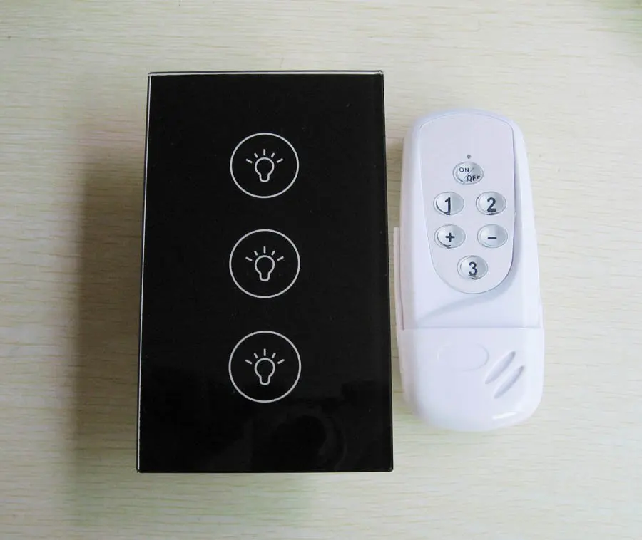 RF remote control touch light switch 3 way, crystal tempered glass