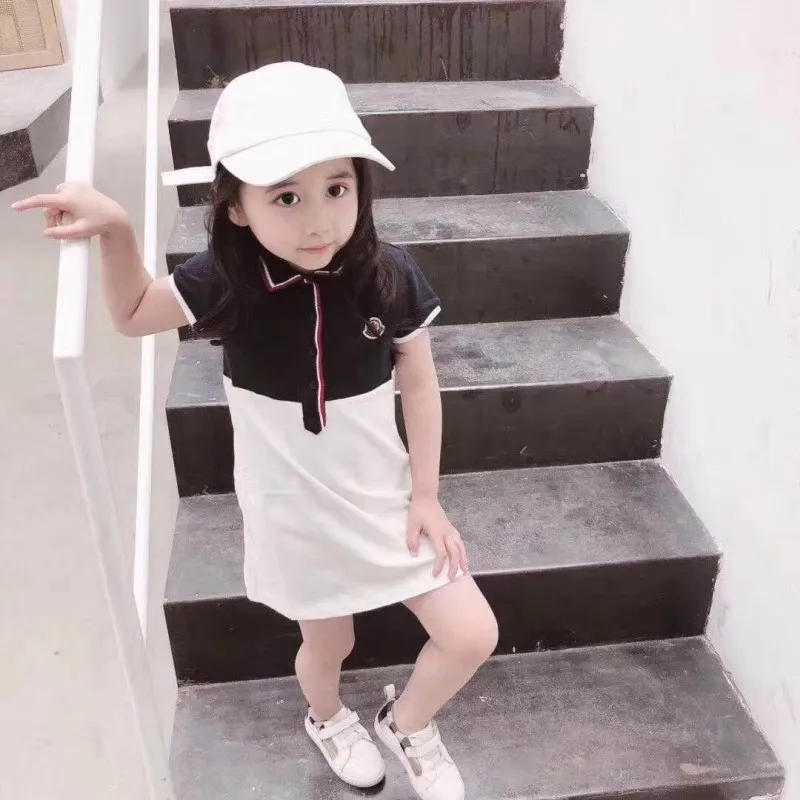 Новое модное летнее платье голубого и белого цвета платье для маленьких девочек эксклюзивные платья в стиле пэчворк для маленьких девочек разноцветный воротник радуги