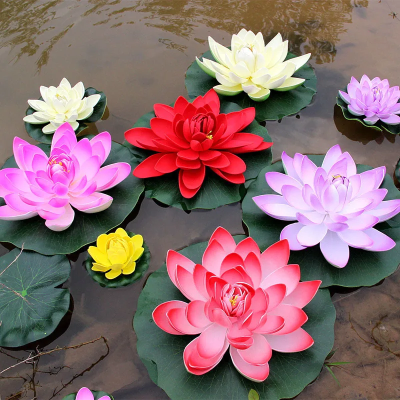 

1Pcs Artificial Lotus Water Lily Floating Flower Pond Tank Plant Ornament 10cm Home Garden Pond Decoration