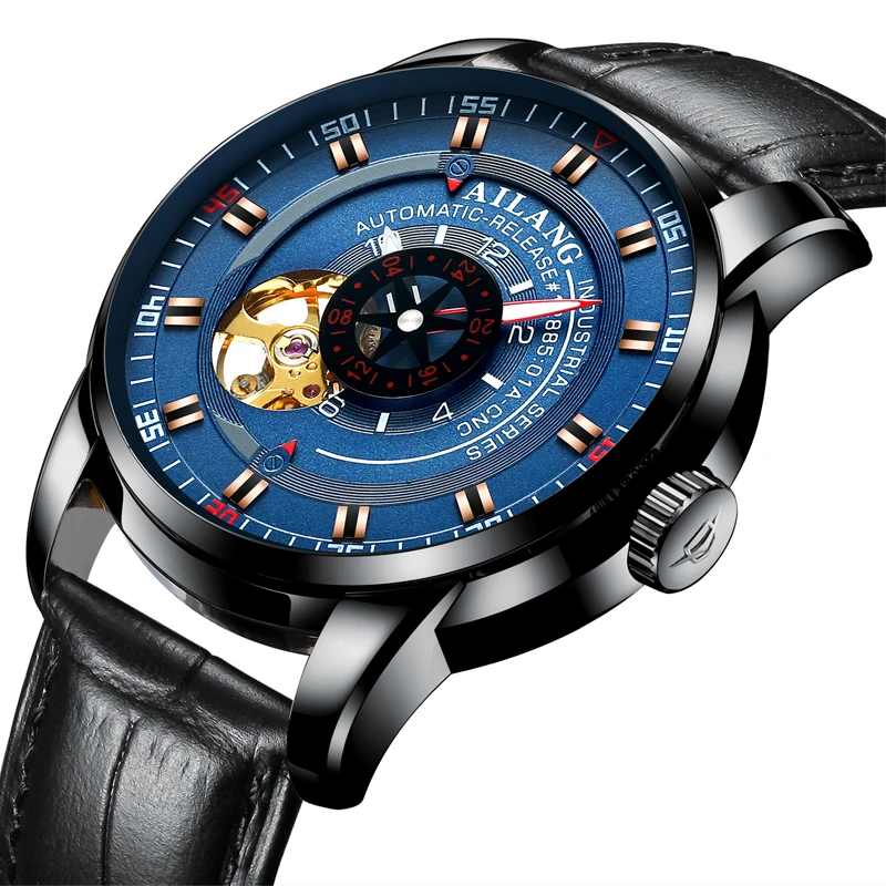 Ailang Diesel Watch Diver Man Automatic Mechanical Pilot Army Gear Sport Skeleton Steampunk Cinturino In Pelle Orologio Da Uomo Impermeabile