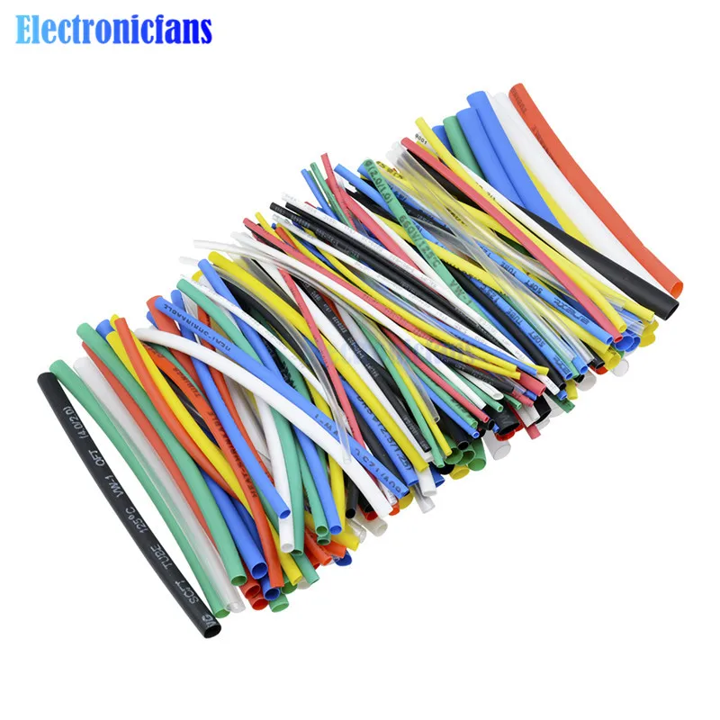 127/140/328/530/400Pcs Assorted Polyolefin Heat Shrink Tubing Tube Cable Sleeves Wrap Wire Set 8 Size Multicolor/Black