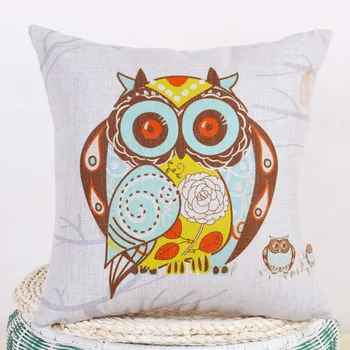 

Custom Made Cushion Cover Pillow Case Seat Lumbar Envelop for Sofa Linen Cotton 45*45cm 55*55cm Owl Bird