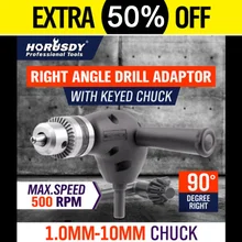 HORUSDY 90 Degree Angle Extension Right Driver Drilling Shank Screwdriver Magnetic 3/8 Inch Hex Drill Bit Socket Holder Adaptor 8mm hex shank screwdriver drill bit angle driver 90 degree right angle 3 8in keyless chuck drill adapter steel body design