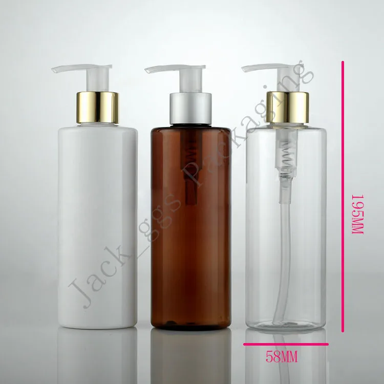 

20pcs/lot 350ml PET Lotion Pump Bottle,Amber Plastic Cosmetic Container,Empty Shampoo Sub-bottling,Essential Oil Bottle