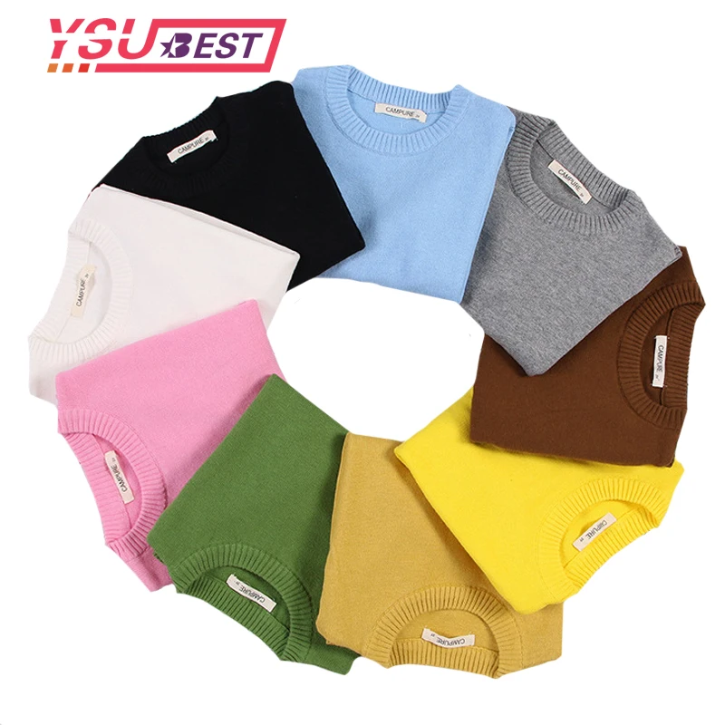 

2019 Boys Girls Sweater Kids Pullover High Quality Wool Knitwear Candy Colors Baby Sweater Long-Sleeve School Boys Girls Sweater