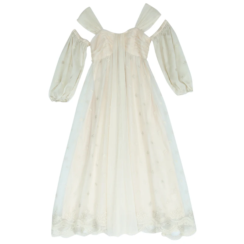 Линетт's chinoiseroy Весна Лето дизайн для женщин изысканная вышивка французский романтический Mori девушки тонкие платья с лентами