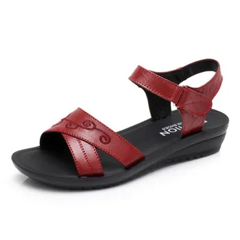 

Best Sale 2020 New Summer Genuine Leather Shoes Sandals Women Comfort Soft Bottom Flat Shoes Woman Non-slip Fashion Casual Shoes