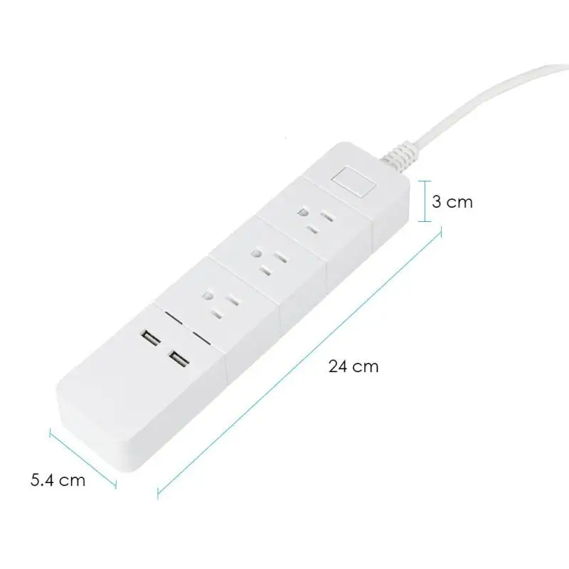 

US Plug Extension Socket Outlet Portable Travel Power Strip Surge Protector with 2 USB Output Smart Home Charger Wall Z30