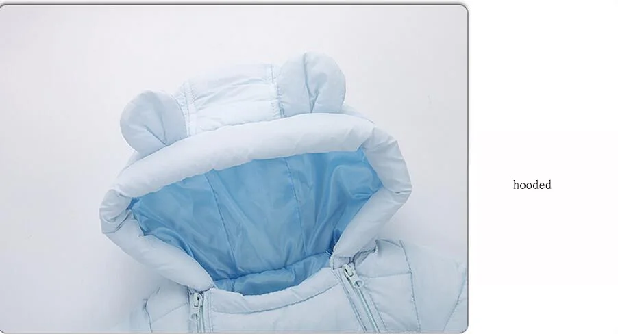 COOTELILI  60-90cm  Cute Bear Warm Thicken Baby Romper Infant Jusmsuit  Hooded Boys Suit Baby Girls Clothes Pink Sky Blue (4)