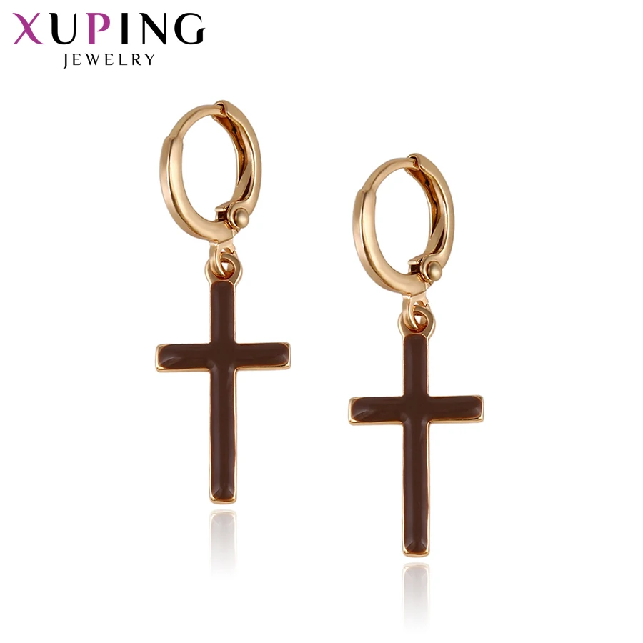 

Xuping Fashion Good Quality Religion Cross Earrings Jewelry for Women New Simple Long Dangle Earring Gift S52,2-27872