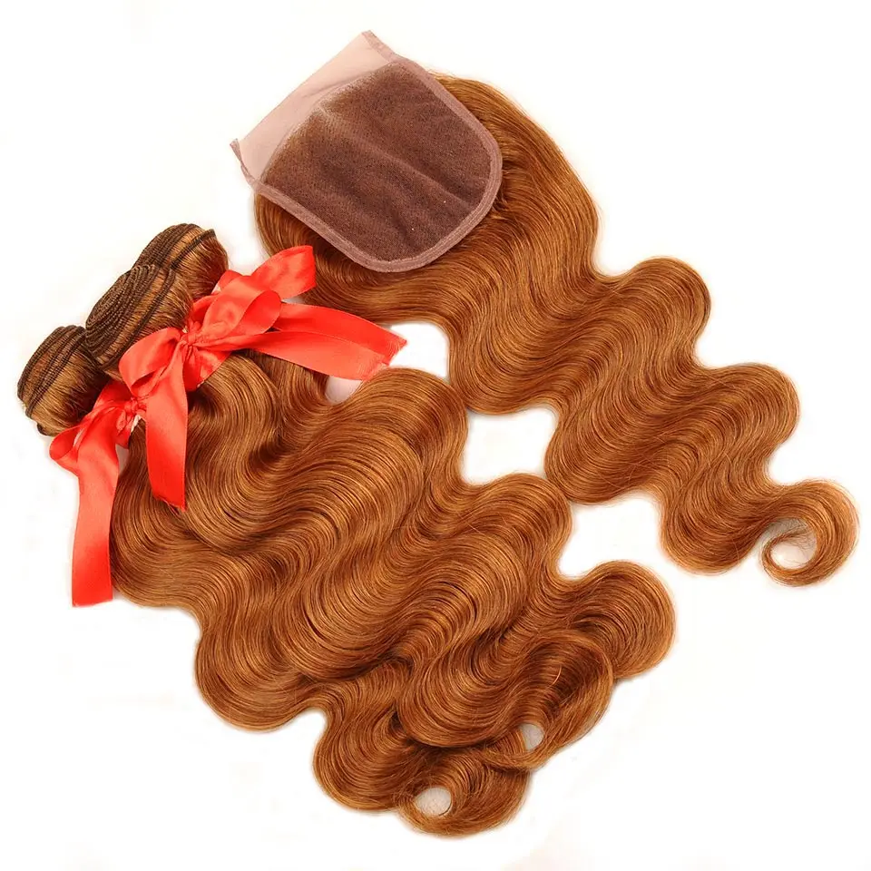 Pinshair honey Blonde bundle s с закрытием Бразильский объемный волнистый пучок с закрытием 30 цветов человеческие волосы соткут не Реми не сарай