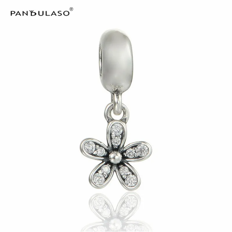 

925 Sterling Silver Jewelry Charms Bead Fits European Silver Charm Bracelet & Choker Paved Flower Bead Women DIY Silver Jewelry