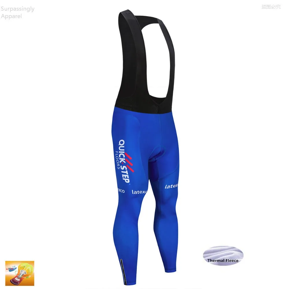 

Blue QUICK STEP Cycling Bib Trousers Winter Thermal Mountain Bike Pants Bicycle Tights Coolmax 16D Gel Pad Cycling Bib Pants