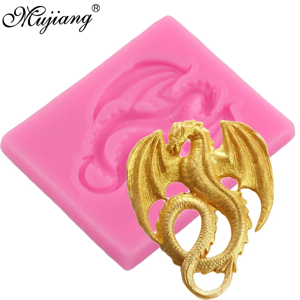 3D формы для выпечки Mujiang силиконовая форма в виде дракона помадки инструменты
