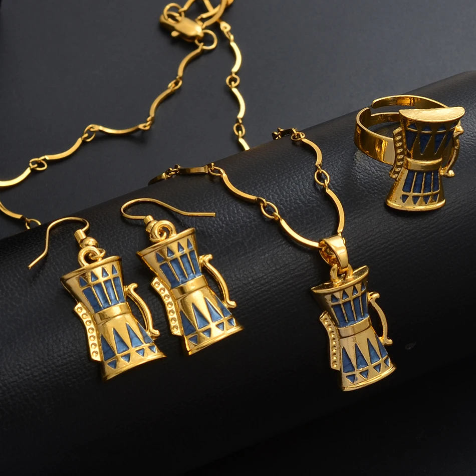 Anniyo Drum Ювелирные наборы, ожерелье, серьги, кольца, наборы для женщин, фоны, стиль, традиционные праздничные подарки#016216