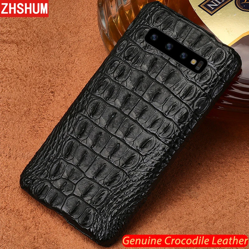 

Luxury Genuine Crocodile Leather Case For Samsung S10 Plus S10 Lite E Note 10 Pro Case Handmade Skin Back Cover for Galaxy Note 9 10 8 S9 S8 Plus + fundas S10e s10Lite S10+ shell couqe