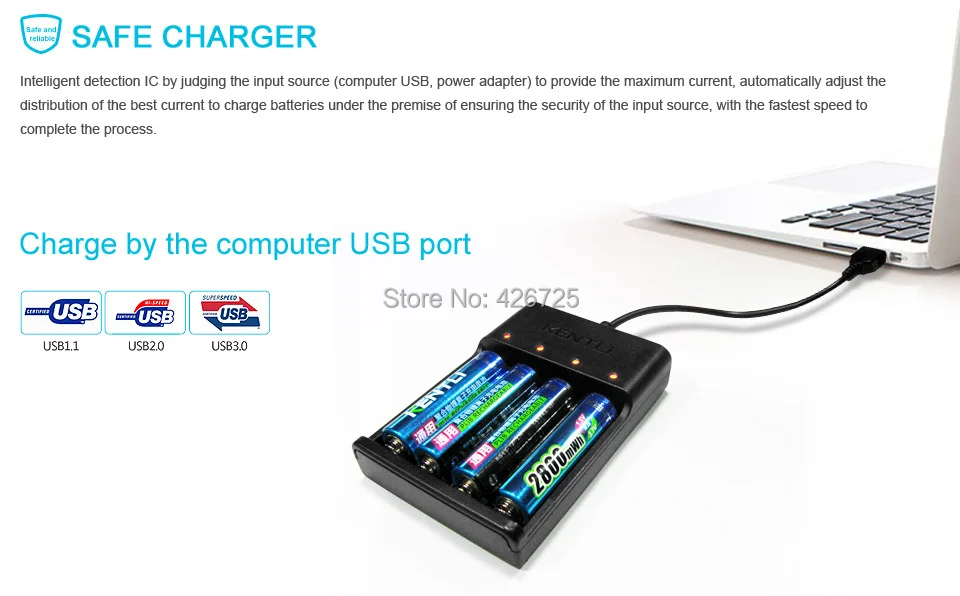 KENTLI 4 слота USB зарядное устройство для KENTLI 1,5 v AA литиевая аккумуляторная батарея