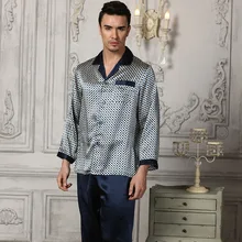 CEARPION осень весна мужской Пижамный костюм шелк длинный рукав 2 шт рубашка+ брюки пижамы элегантная мужская повседневная домашняя одежда