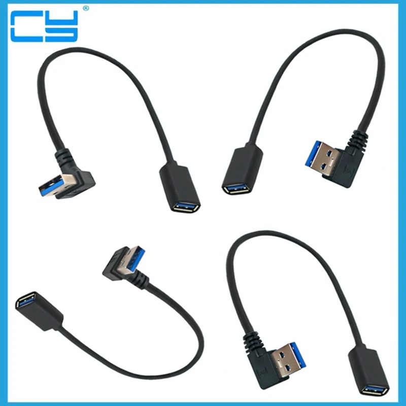 

USB 2.0 3.0 Extension Cable Right Angle 90 Degree Male to Female Super Speed USB Data Sync Charging Cables