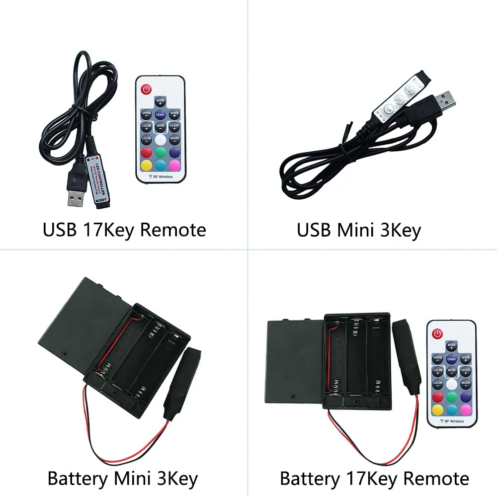 5 В USB RGB контроллер 17Key RF пульт дистанционного управления, мини 3key RGB контроллер, светодиодный контроллер батареи для USB светодиодной ленты RGB 5050