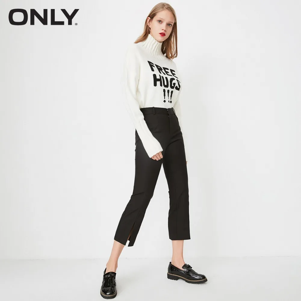 

ONLY women's winter new black Slit fork micro-la leisure suit pants | 11816J515