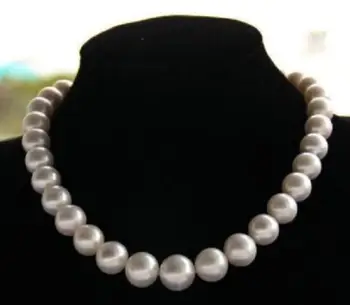 

free shipping >>>>noble jewelr 12-14mm natural tahitian south sea white pearl necklace 45cm 14k