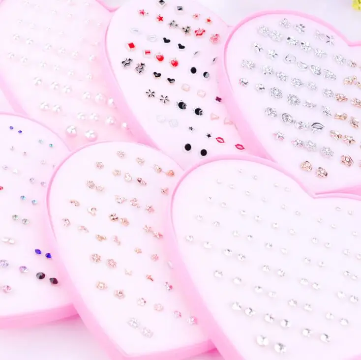 

New Fashion Women Jewelry Lot 36 Pairs Mixed Styles Black White Cartoon Drop Oil Stud Earrings for Women Hypoallergenic Earrings