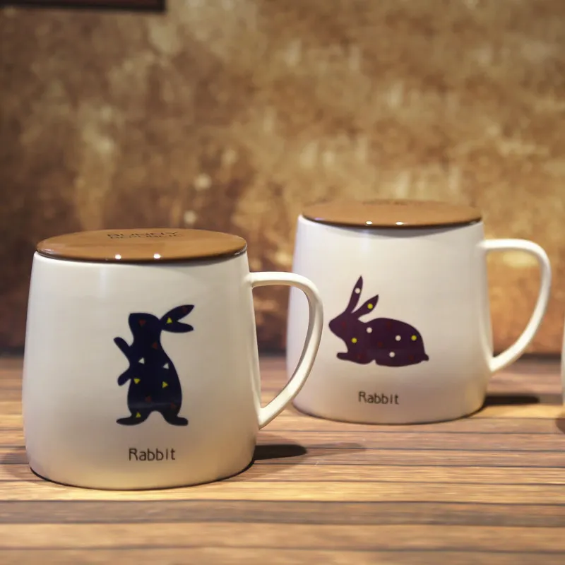 Logo Rabbit керамическая кружка с бумажной отделкой крышкой милые кружки для кофе