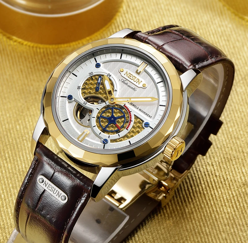 Швейцарские роскошные Брендовые Часы NESUN Skeleton Tourbillon мужские часы с